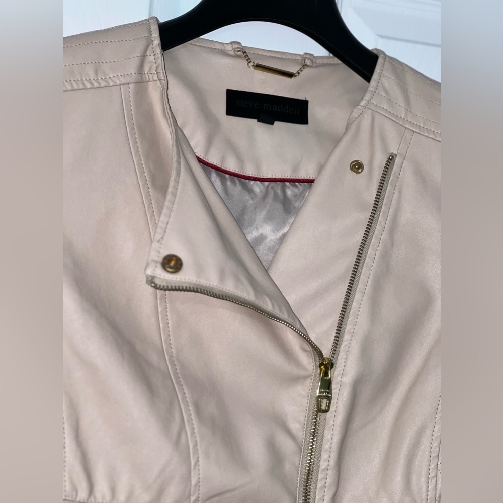 STEVE MADDEN leather jacket stylish light pink jacket medium. Zippers. Cute - Picture 16 of 16